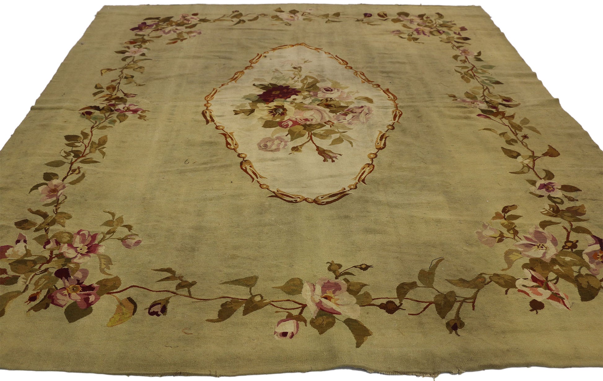 5 x 6 Antique Aubusson Rug 72862
