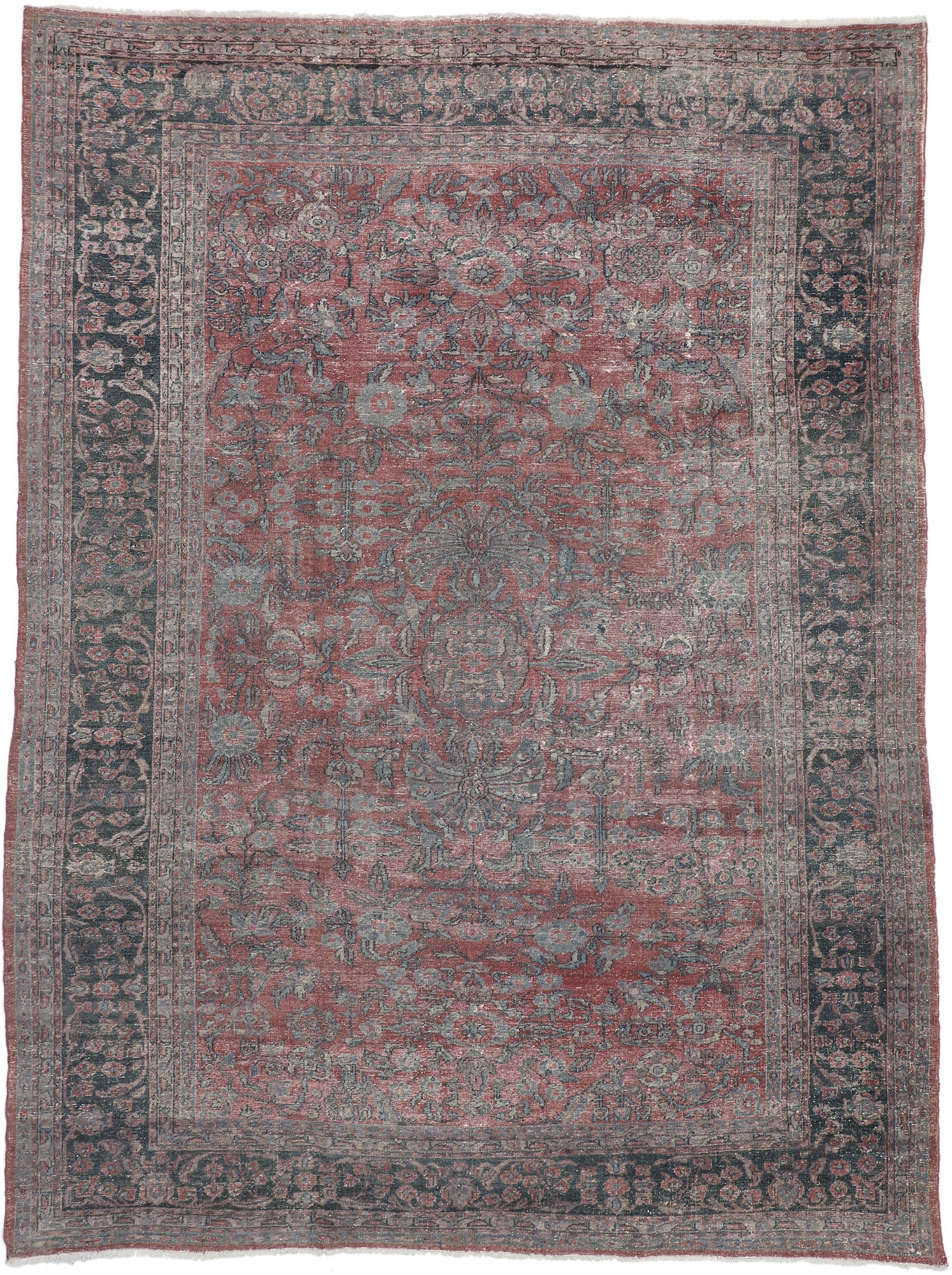 9 x 12 Distressed Antique Persian Tabriz Rug 72868