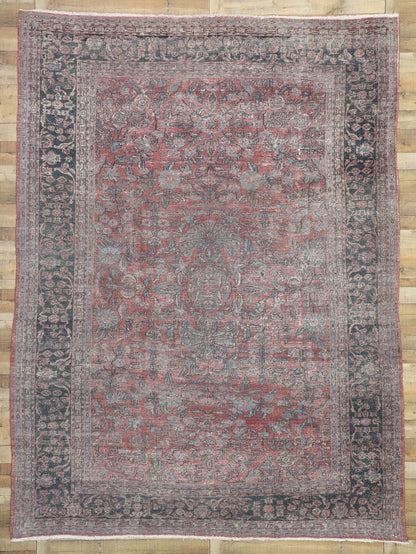 9 x 12 Distressed Antique Persian Tabriz Rug 72868