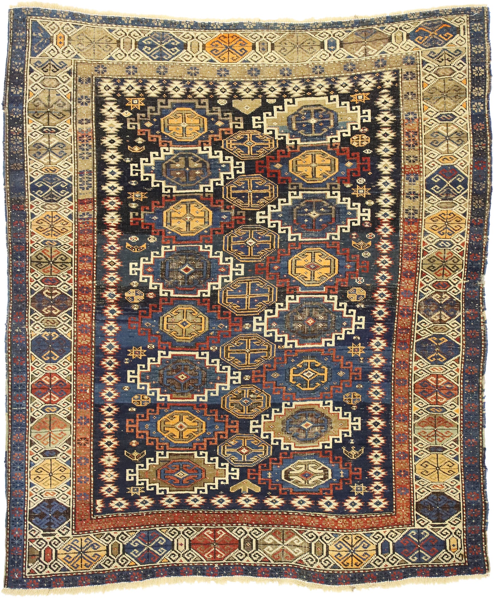 4 x 4 Antique Caucasian Kazak Rug 72884