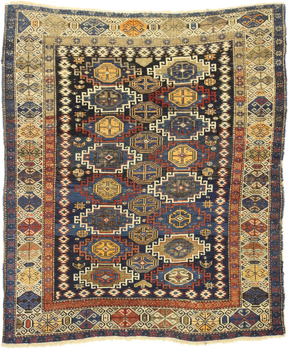 4 x 4 Antique Caucasian Kazak Rug 72884
