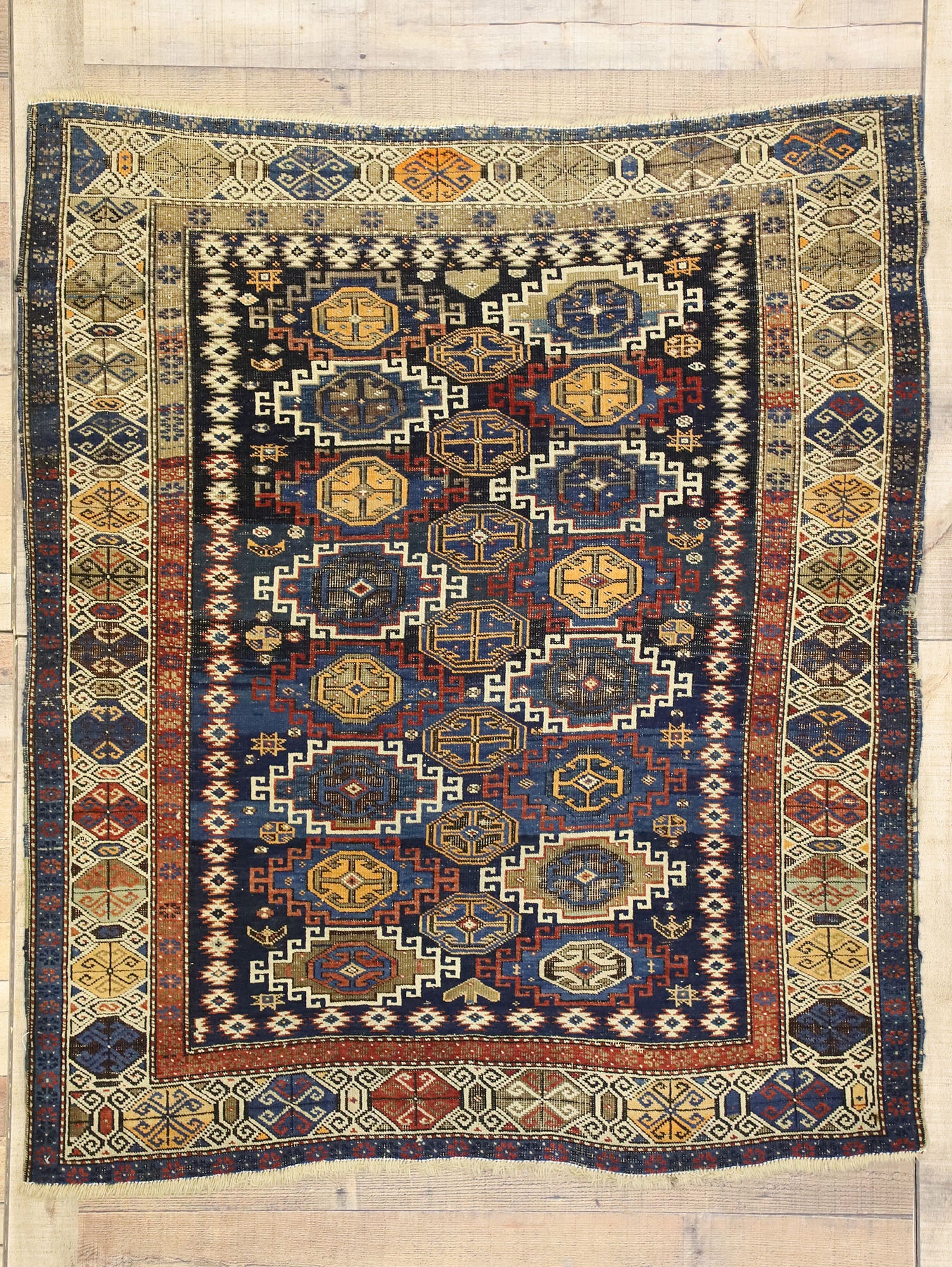 4 x 4 Antique Caucasian Kazak Rug 72884