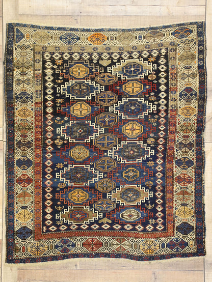 4 x 4 Antique Caucasian Kazak Rug 72884