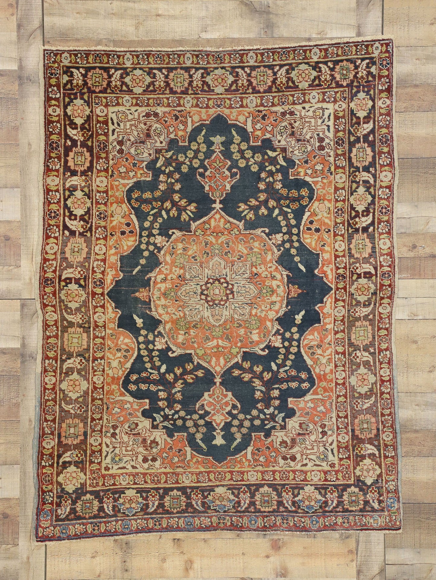 4 x 6 Antique Persian Tabriz Rug 72936