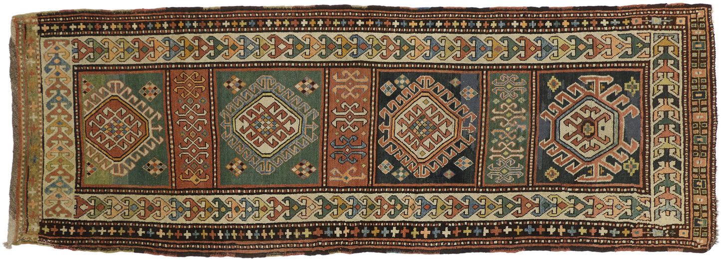 4 x 11 Antique Caucasian Kazak Rug 72984