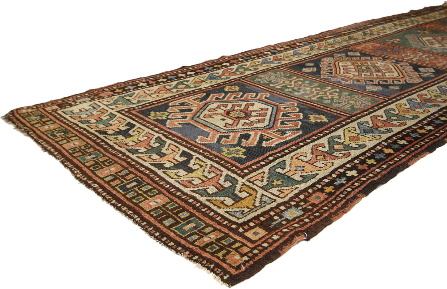 4 x 11 Antique Caucasian Kazak Rug 72984