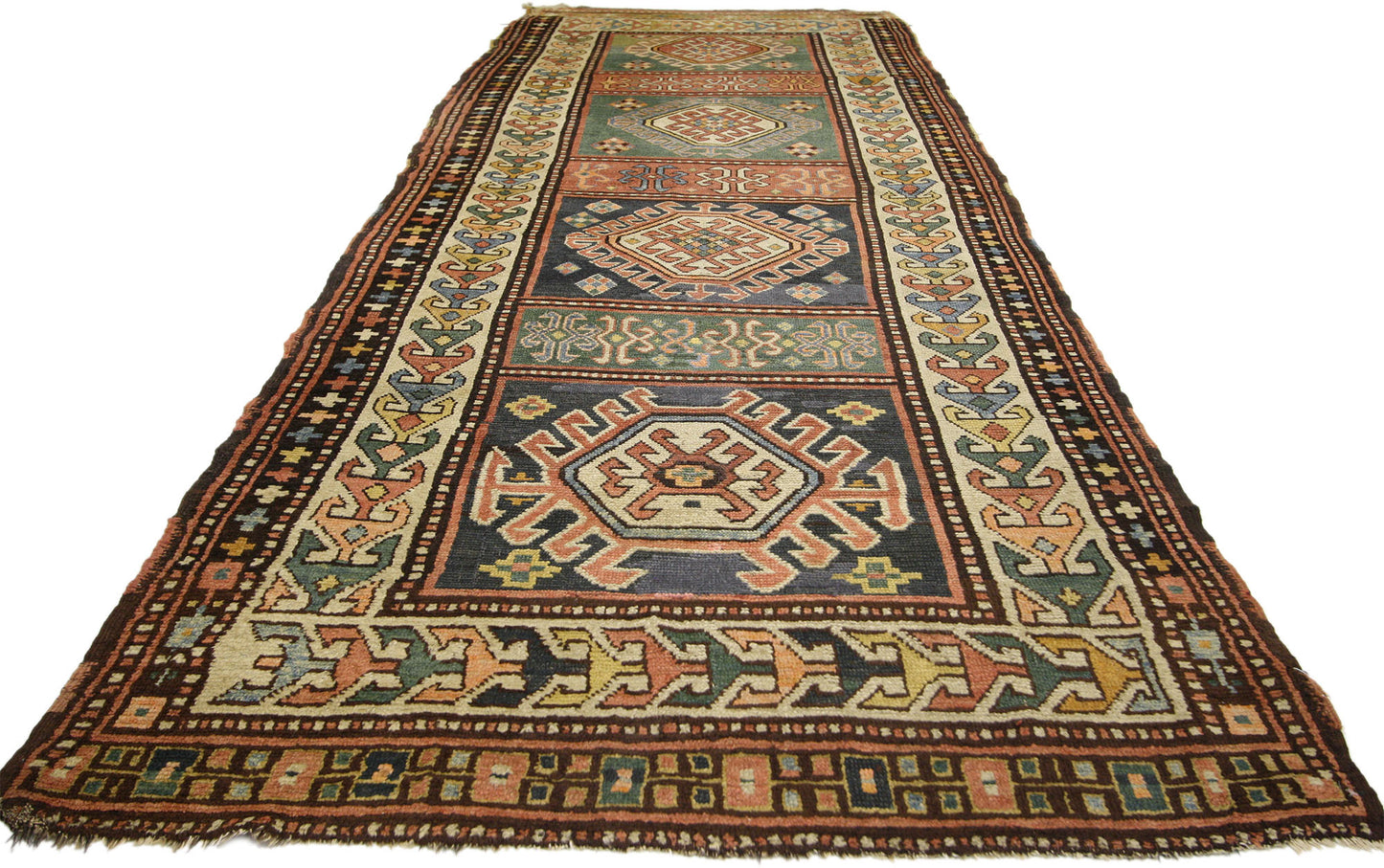 4 x 11 Antique Caucasian Kazak Rug 72984