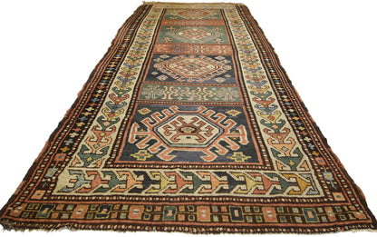 4 x 11 Antique Caucasian Kazak Rug 72984