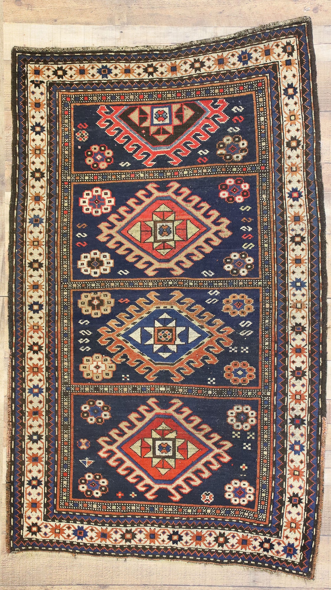3 x 5 Antique Caucasian Kazak Rug 73094