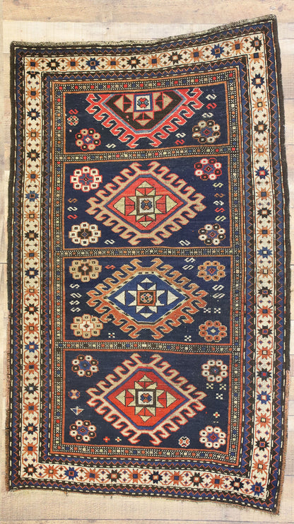 3 x 5 Antique Caucasian Kazak Rug 73094