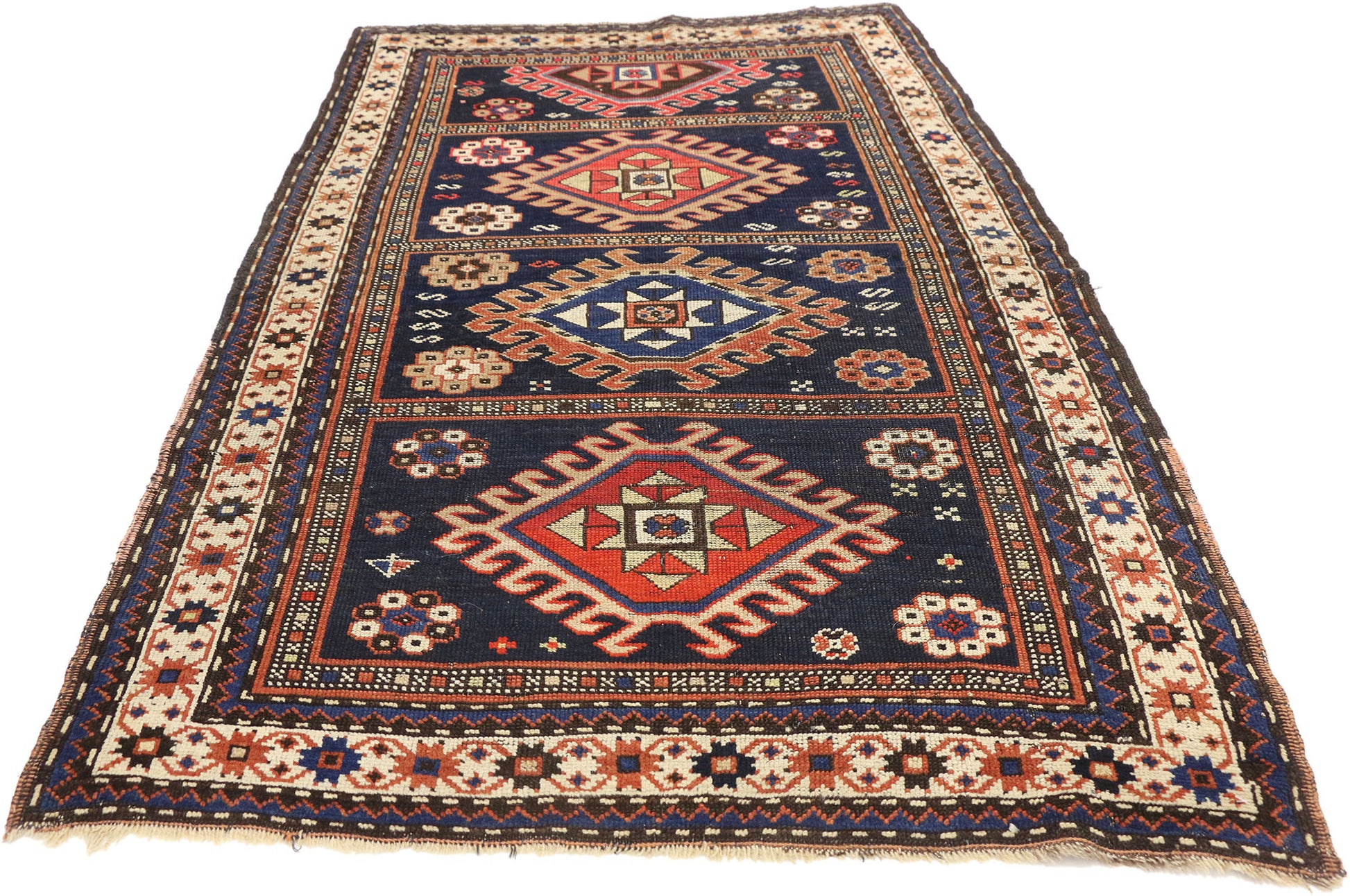 3 x 5 Antique Caucasian Kazak Rug 73094
