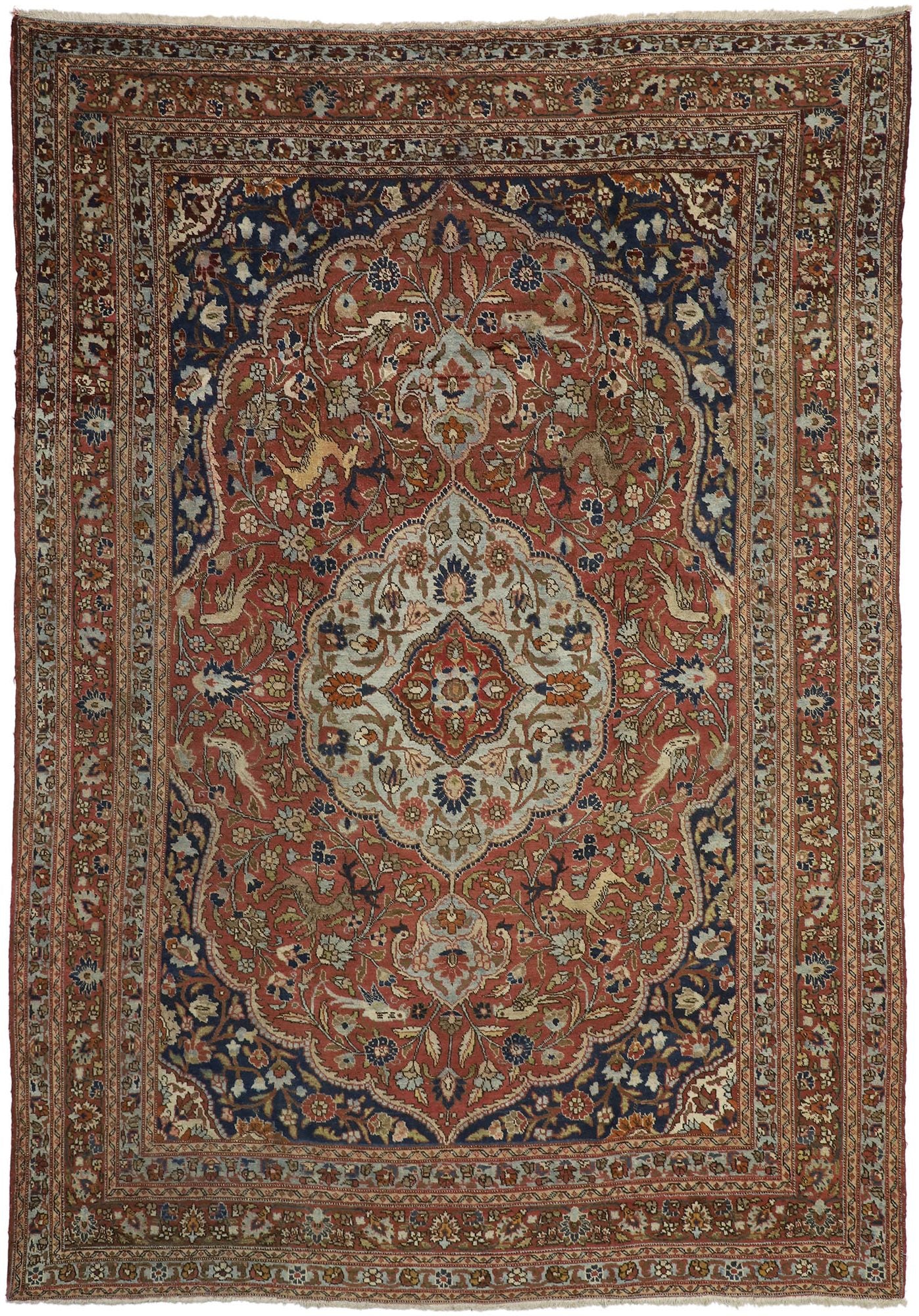 9 x 13 Antique Persian Tabriz Rug 73111