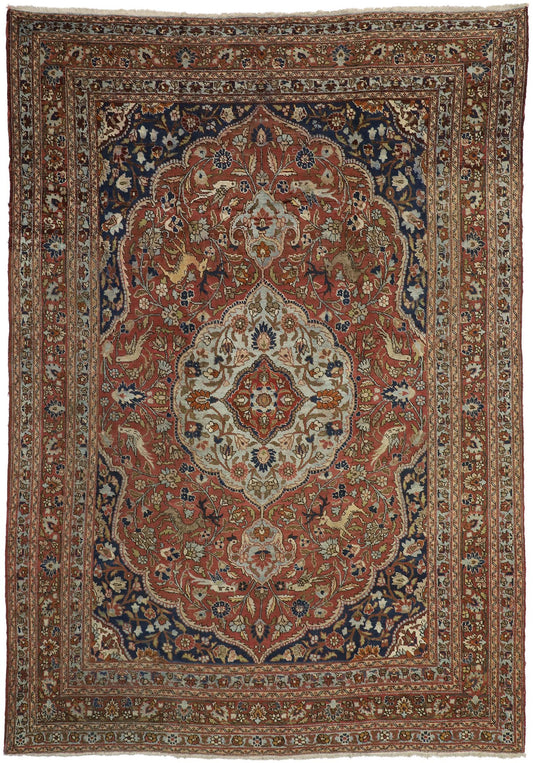 9 x 13 Antique Persian Tabriz Rug 73111