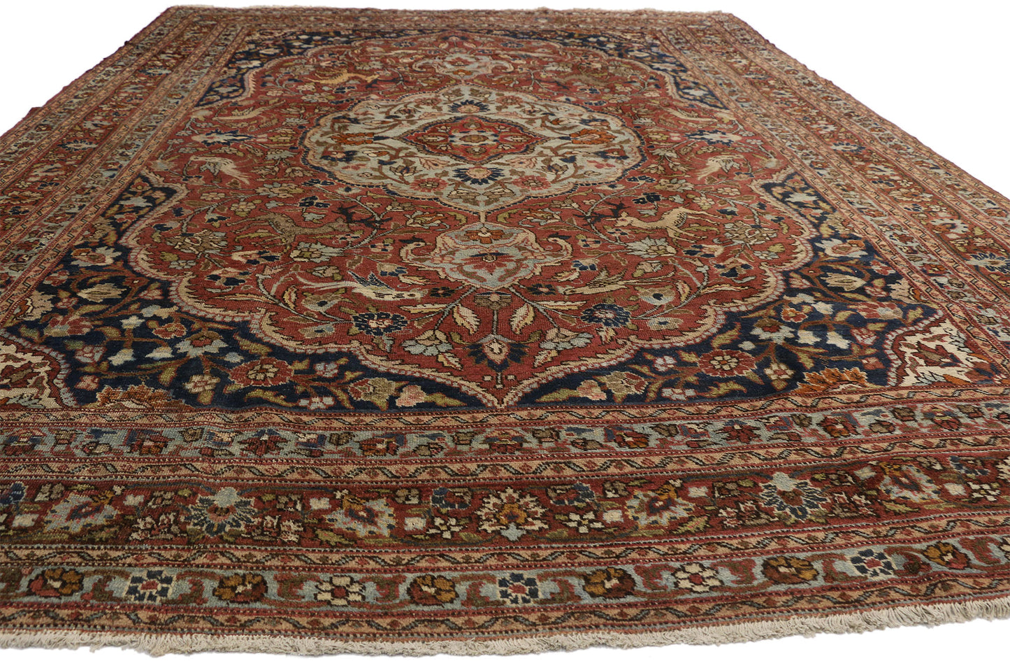 9 x 13 Antique Persian Tabriz Rug 73111