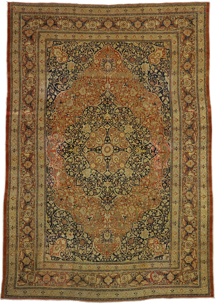 9 x 13 Antique Persian Tabriz Rug 73130