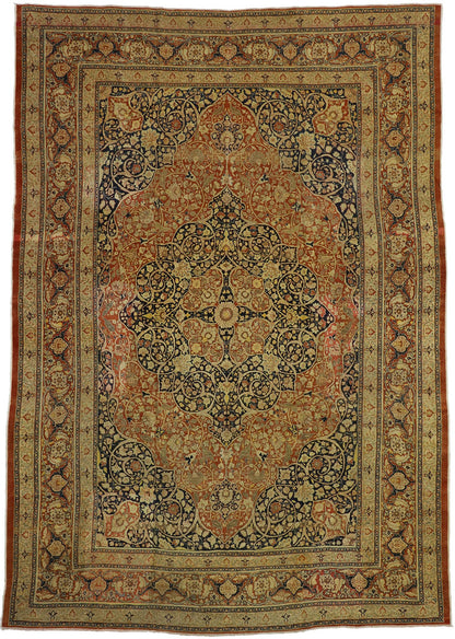 9 x 13 Antique Persian Tabriz Rug 73130