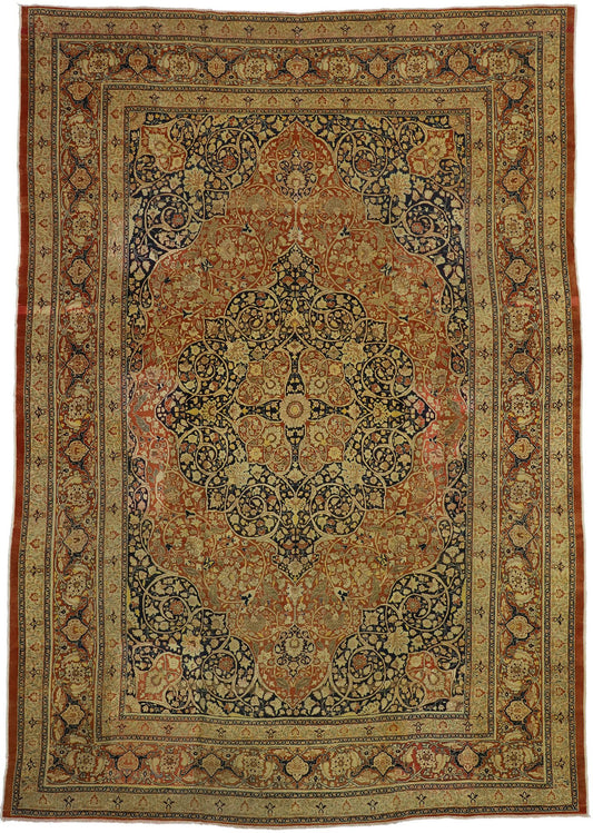 9 x 13 Antique Persian Tabriz Rug 73130