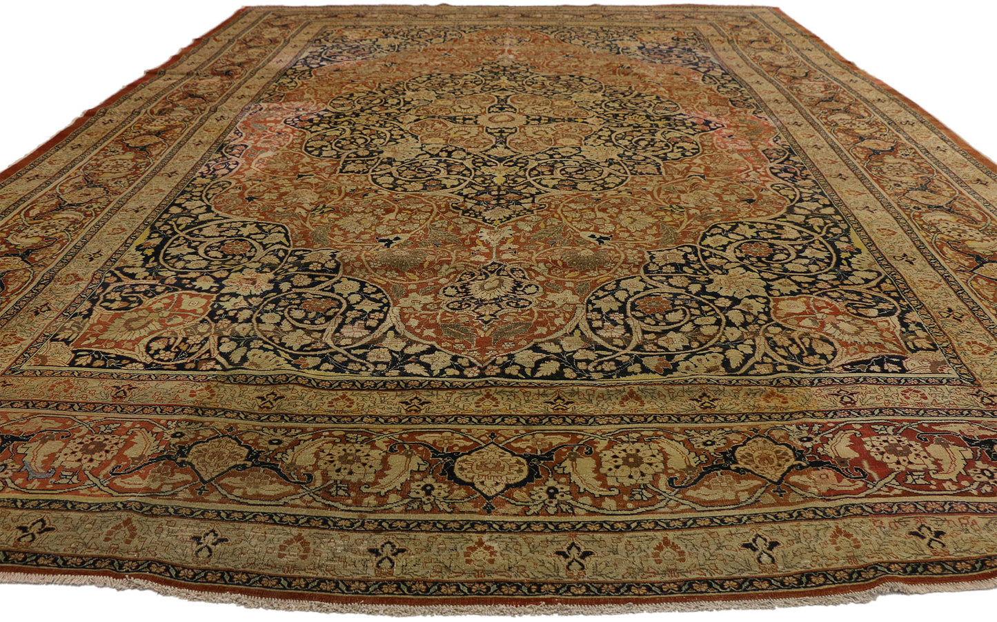 9 x 13 Antique Persian Tabriz Rug 73130