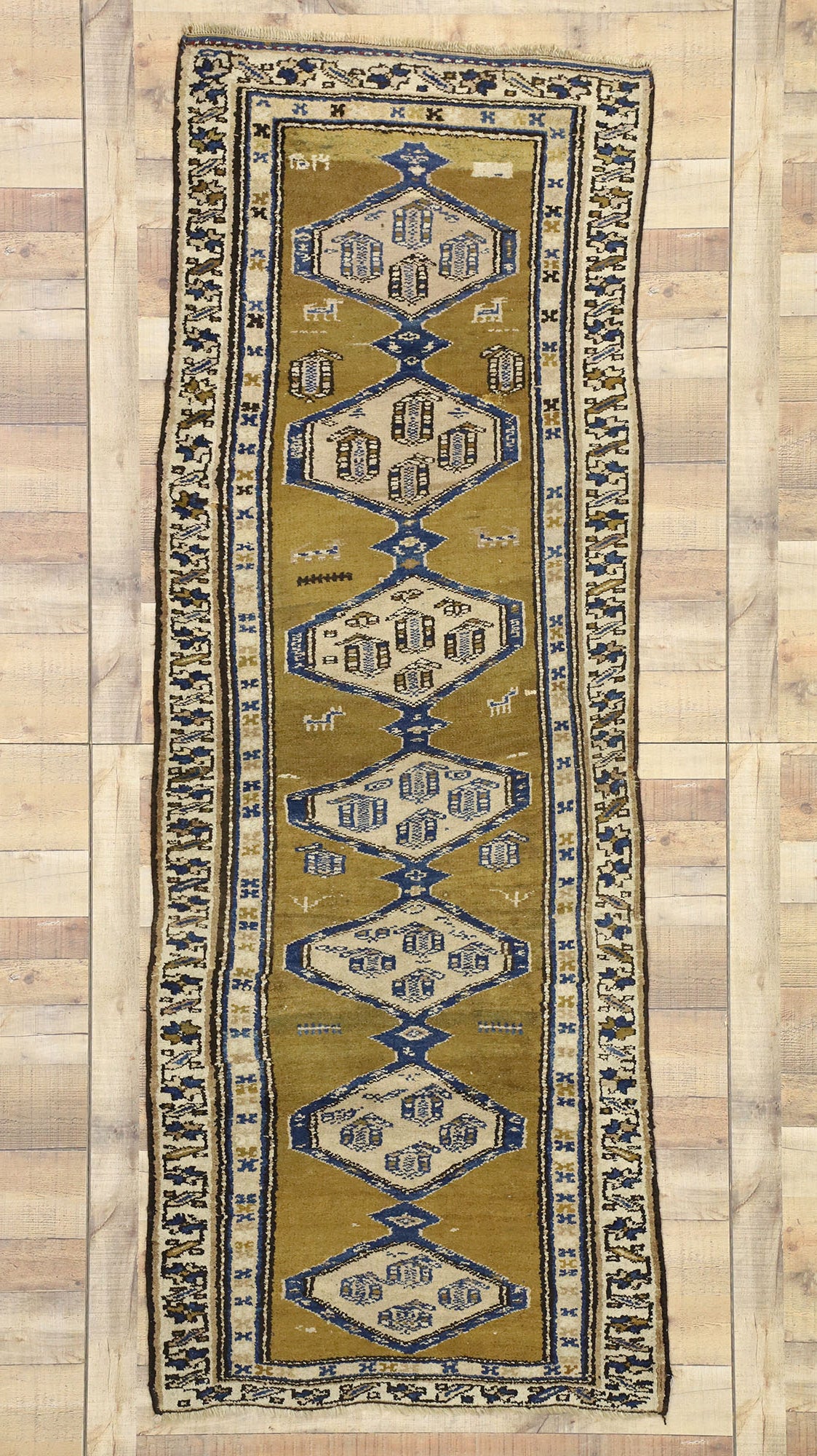 3 x 8 Antique Persian Sarab Rug 73198