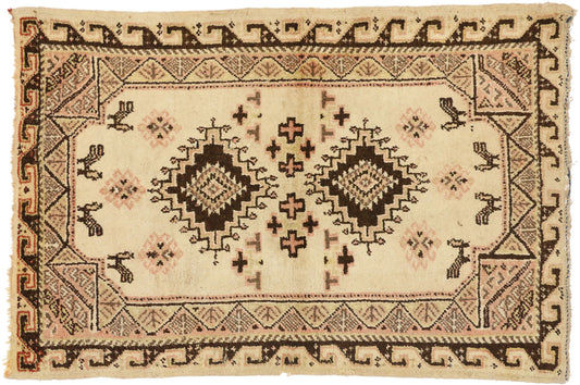 4 x 7 Vintage Turkish Medallion Shag Rug 73223