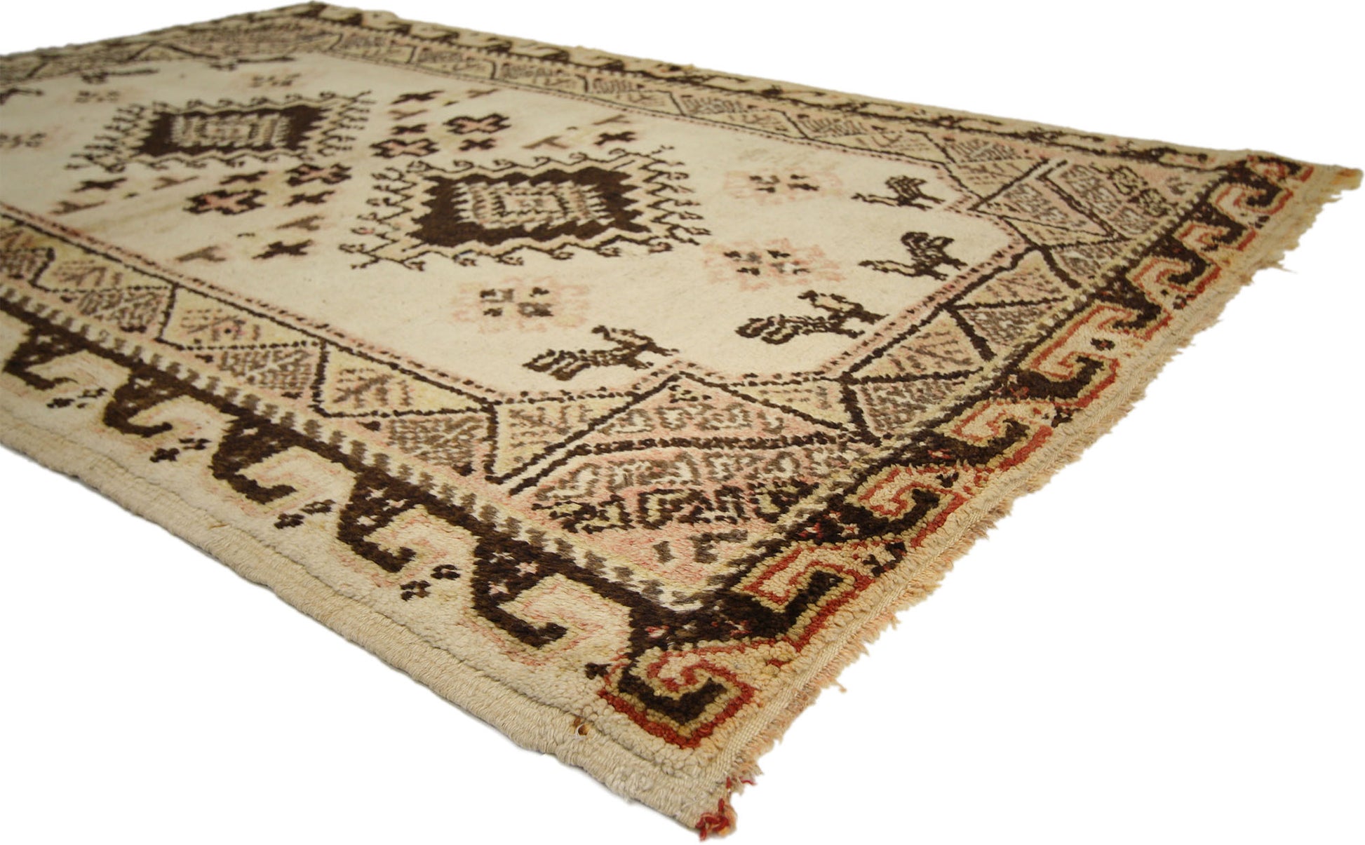 4 x 7 Vintage Turkish Medallion Shag Rug 73223