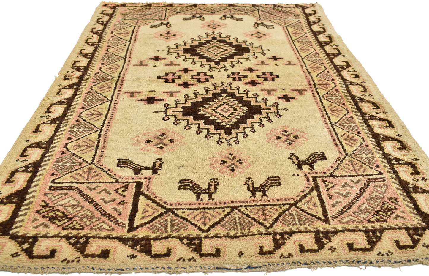 4 x 7 Vintage Turkish Medallion Shag Rug 73223