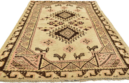 4 x 7 Vintage Turkish Medallion Shag Rug 73223