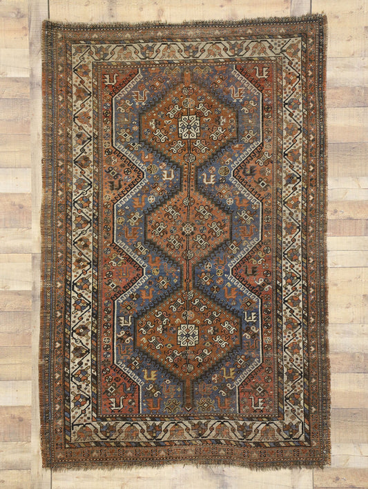 4 x 7 Antique Persian Shiraz Rug 73298