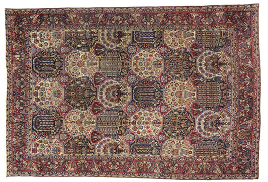 11 x 16 Antique Persian Yazd Rug 73339