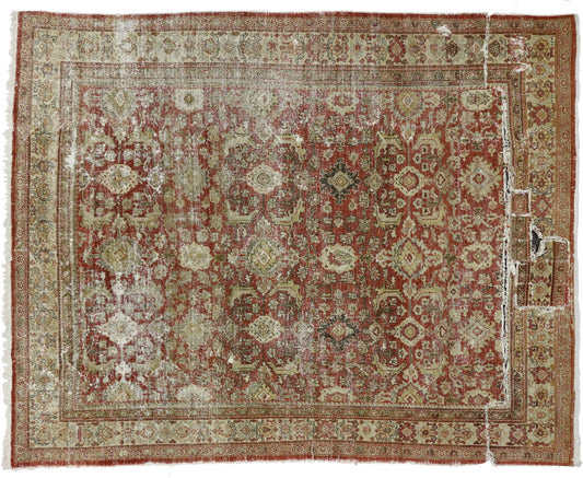 9 x 11 Antique-Worn Persian Mahal Rug 73380
