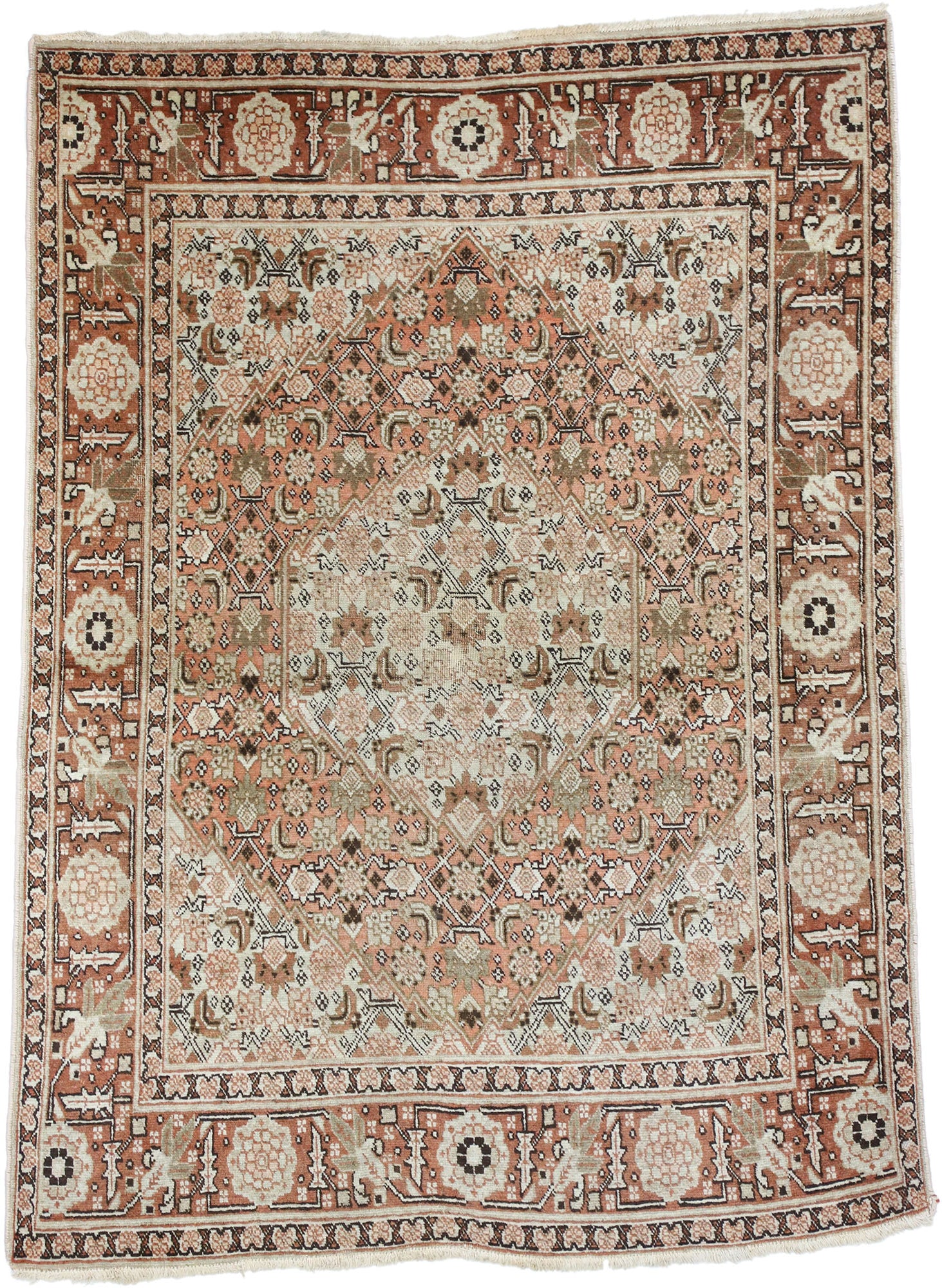 4 x 5 Antique Persian Tabriz Rug 73403