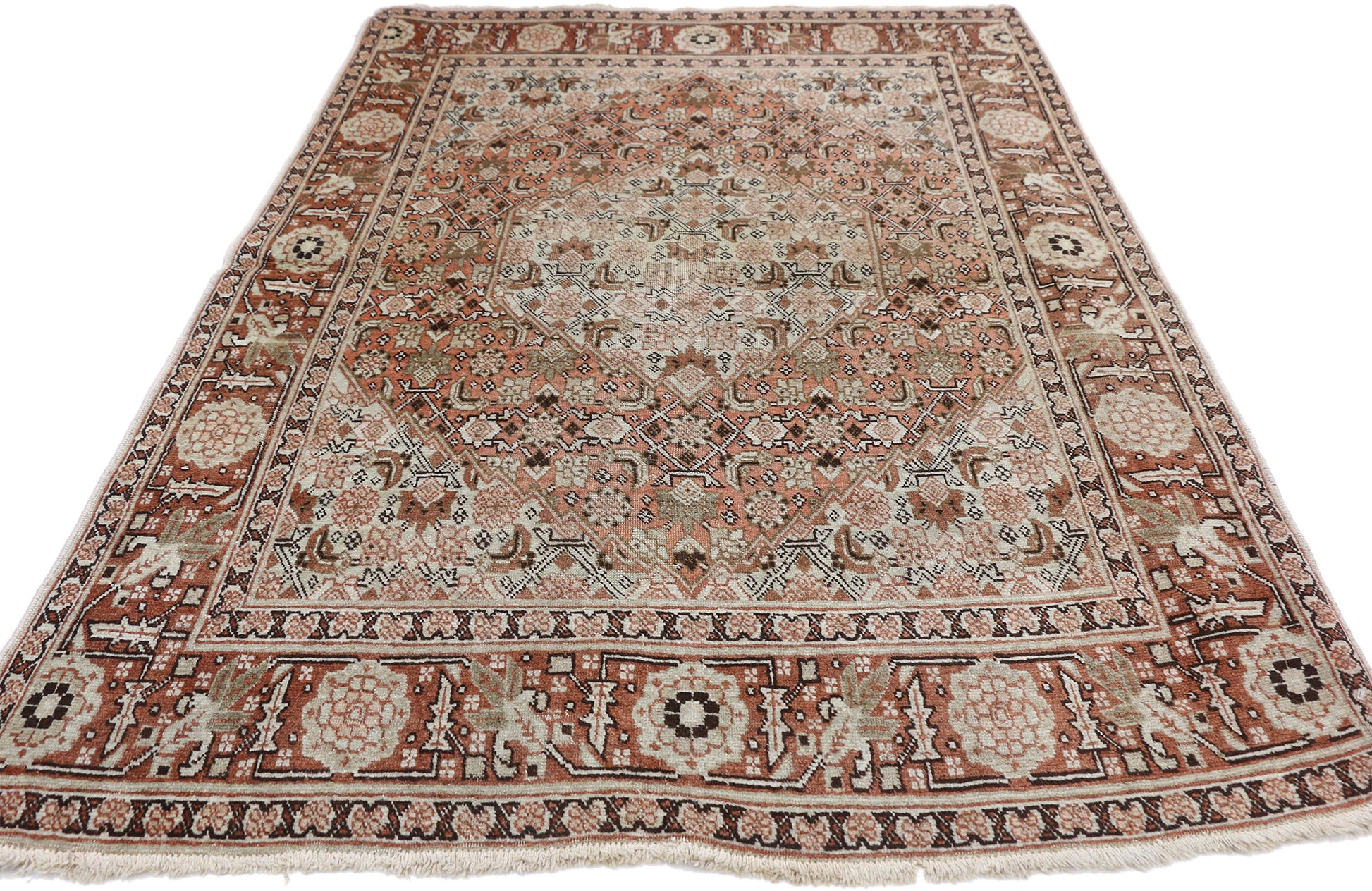 4 x 5 Antique Persian Tabriz Rug 73403