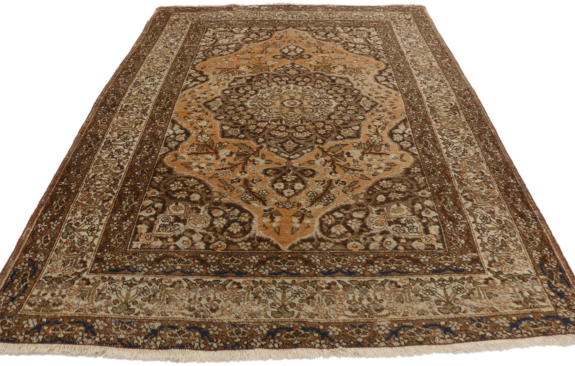4 x 5 Antique Persian Tabriz Rug 73430