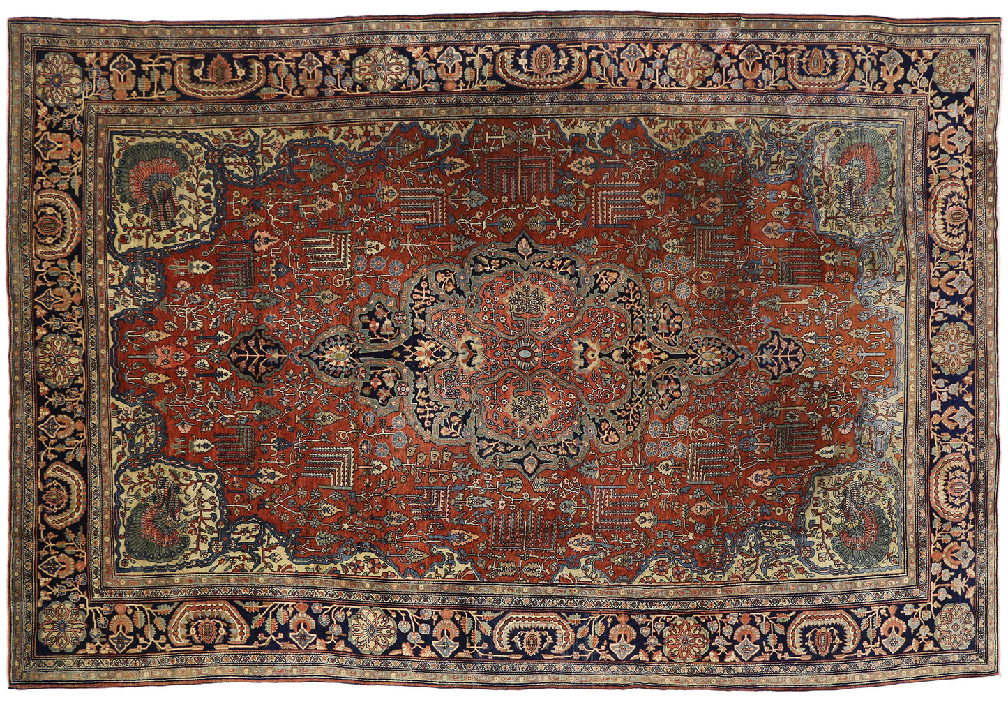 9 x 13 Antique Persian Sarouk Farahan Rug 73477