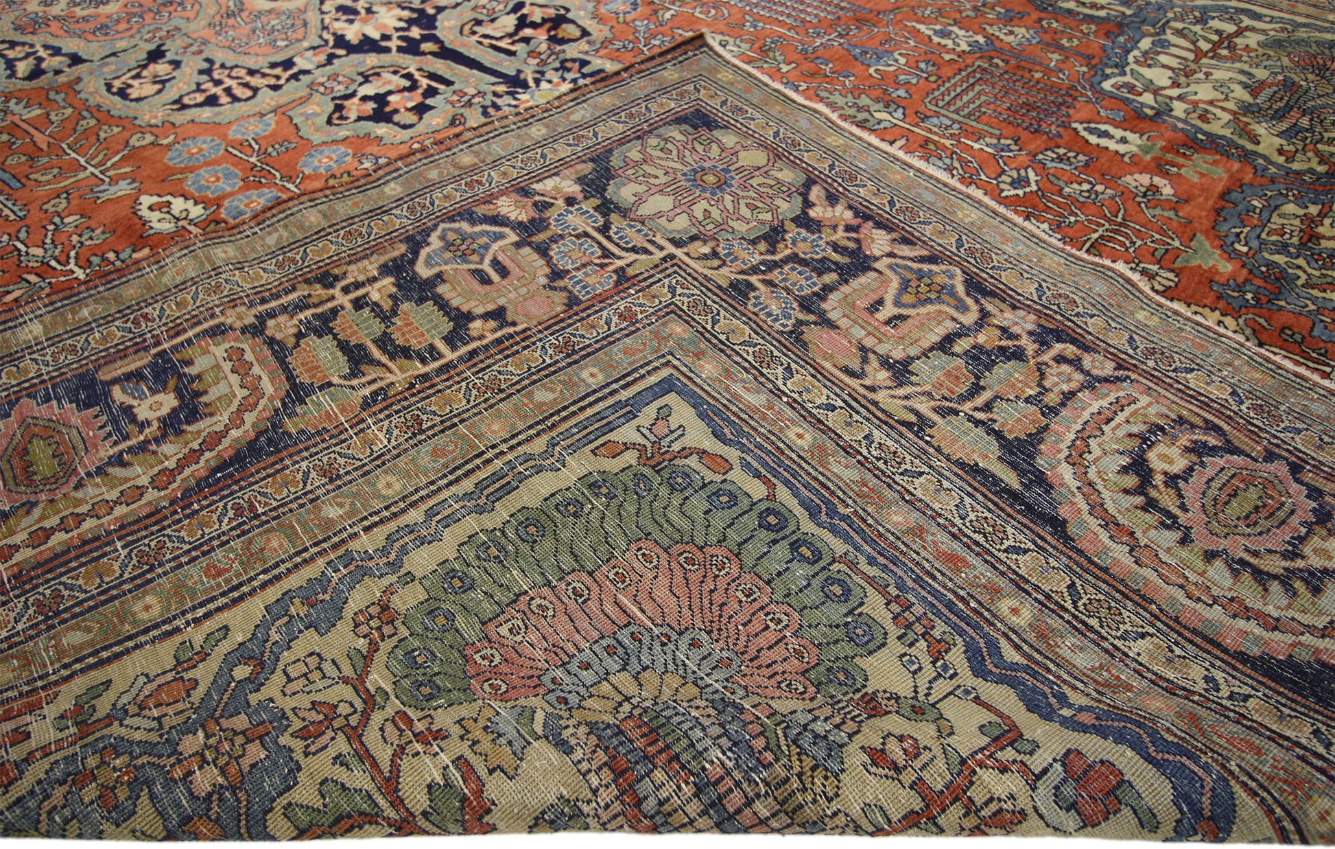 9 x 13 Antique Persian Sarouk Farahan Rug 73477