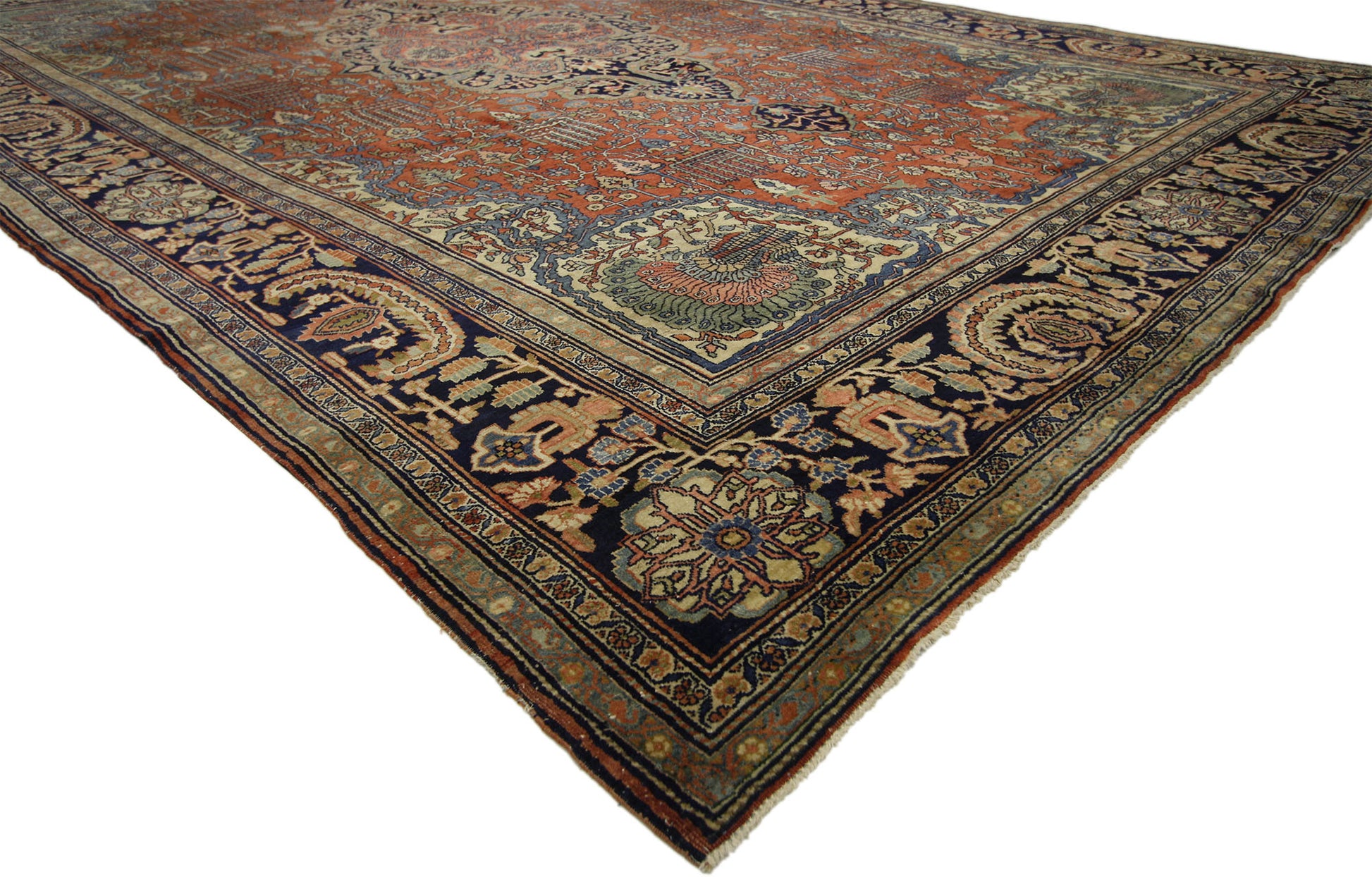 9 x 13 Antique Persian Sarouk Farahan Rug 73477