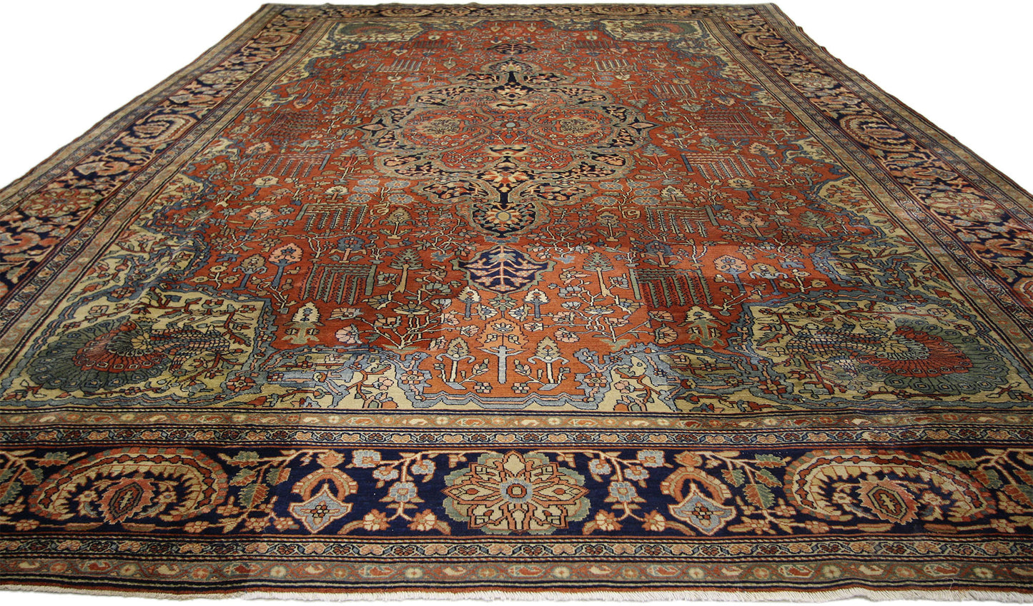 9 x 13 Antique Persian Sarouk Farahan Rug 73477