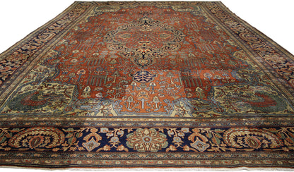 9 x 13 Antique Persian Sarouk Farahan Rug 73477