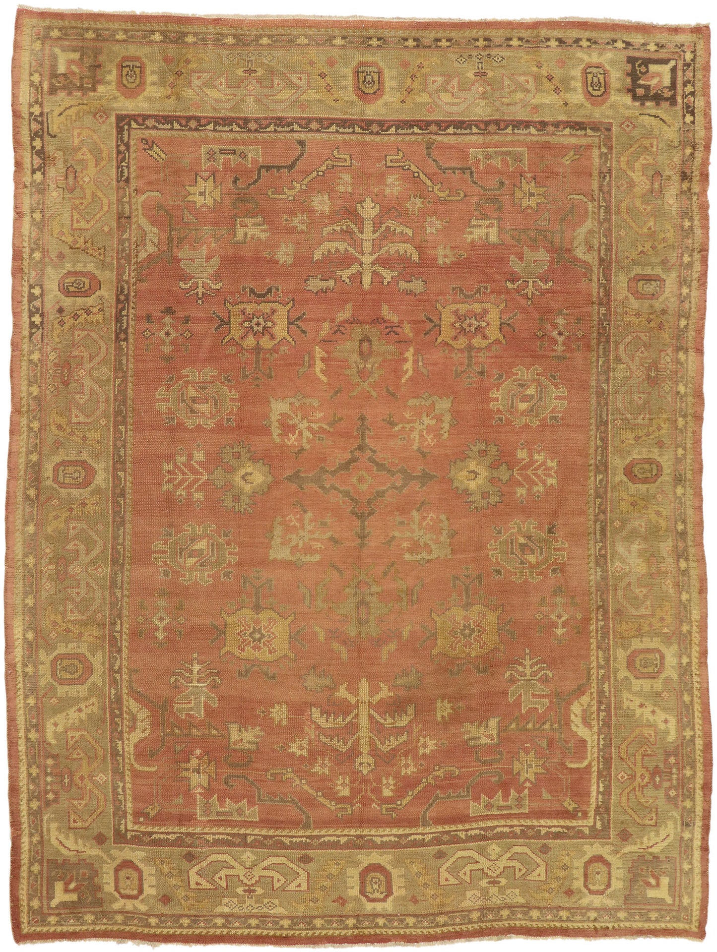10 x 13 Antique Turkish Oushak Rug 73592