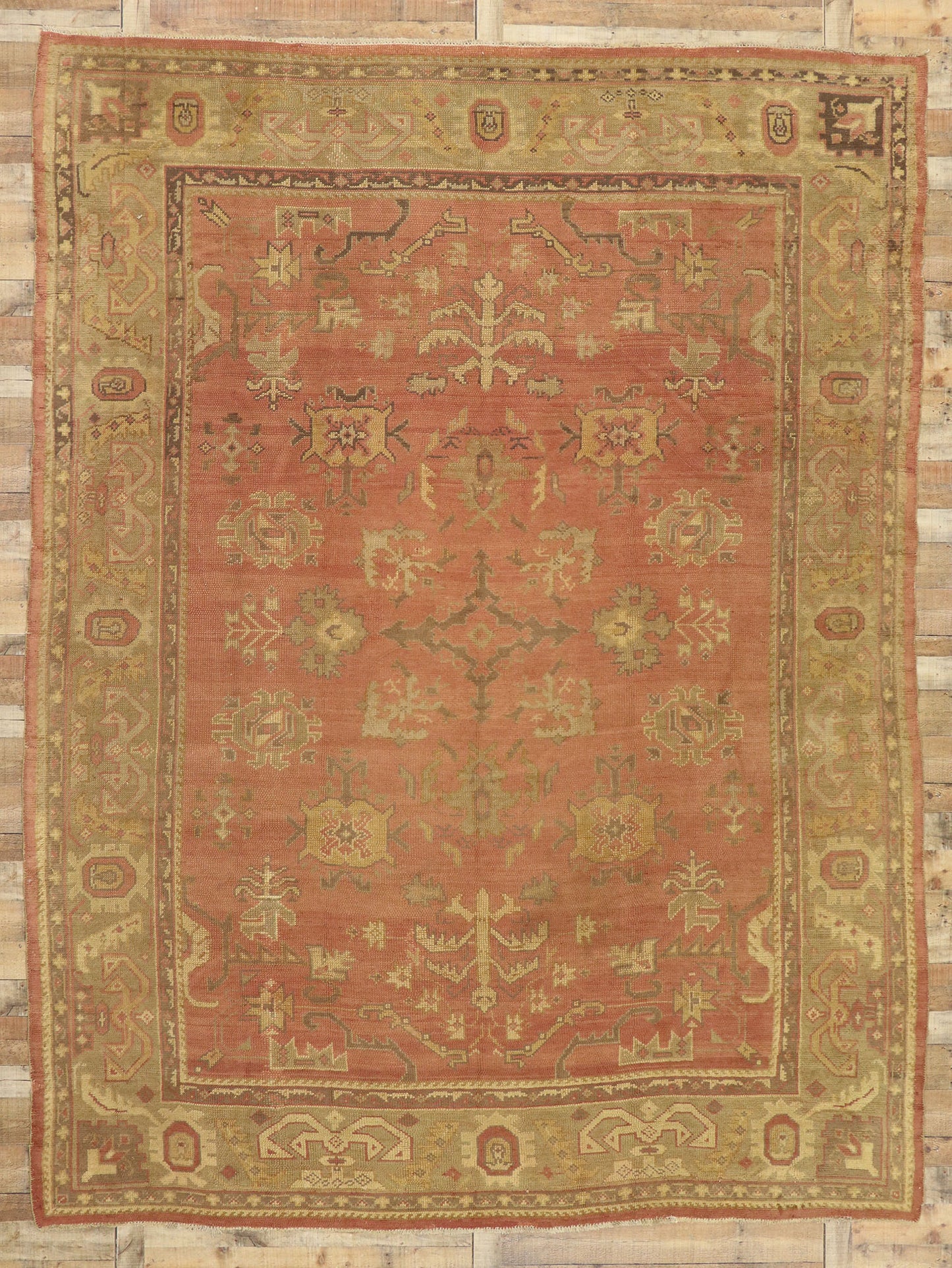 10 x 13 Antique Turkish Oushak Rug 73592