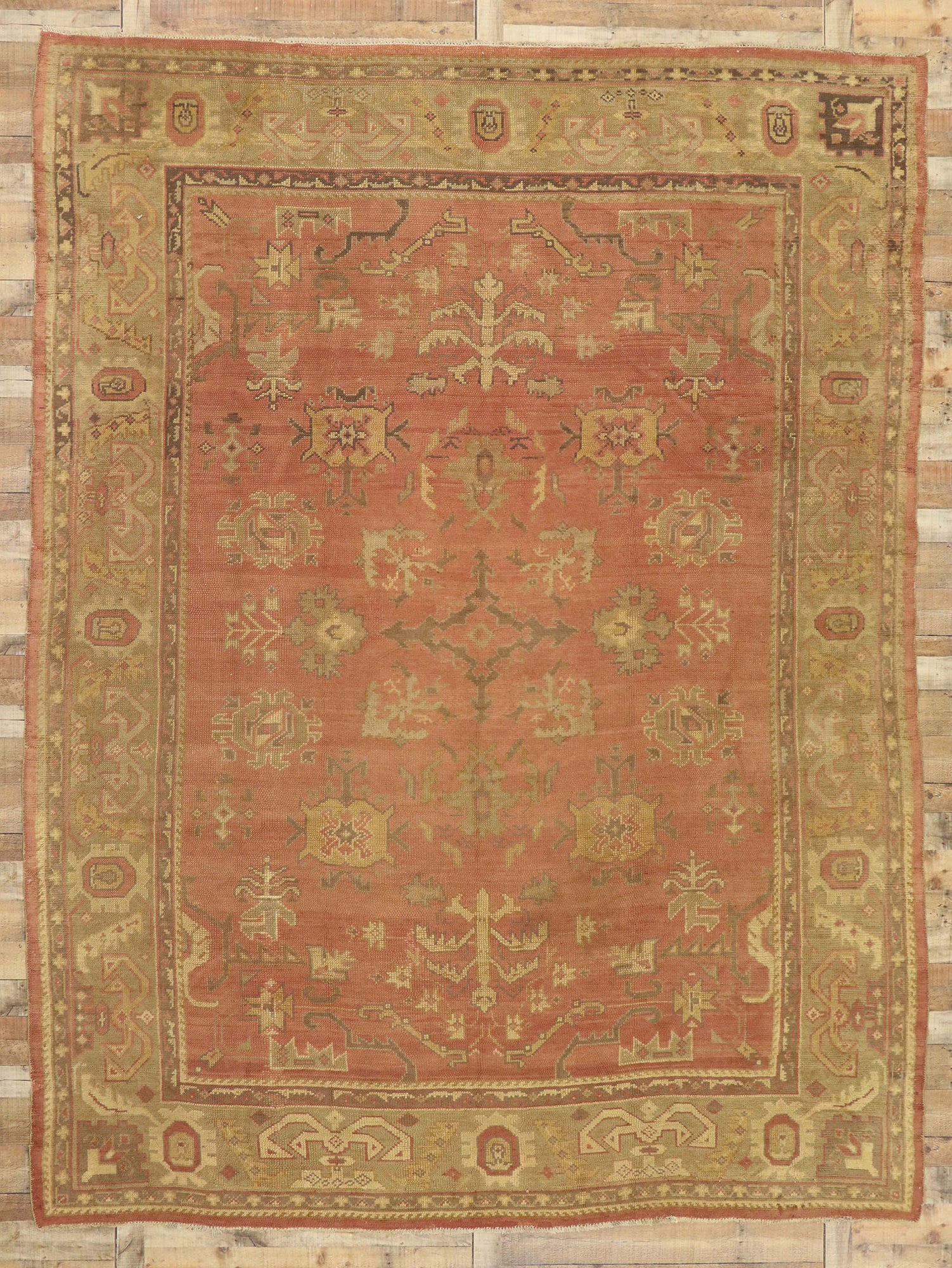 10 x 13 Antique Turkish Oushak Rug 73592