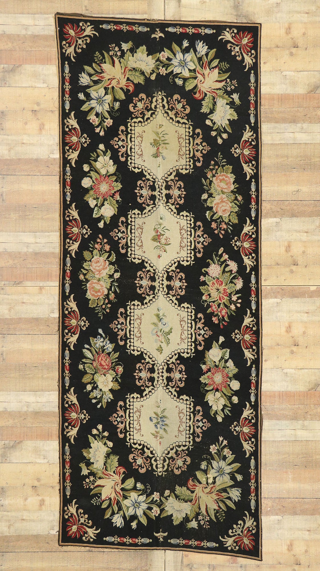 3 x 10 Antique English Needlepoint Rug 73615