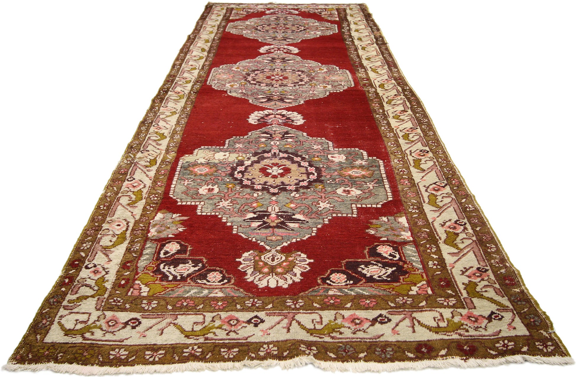 4 x 11 Vintage Turkish Oushak Runner 73636