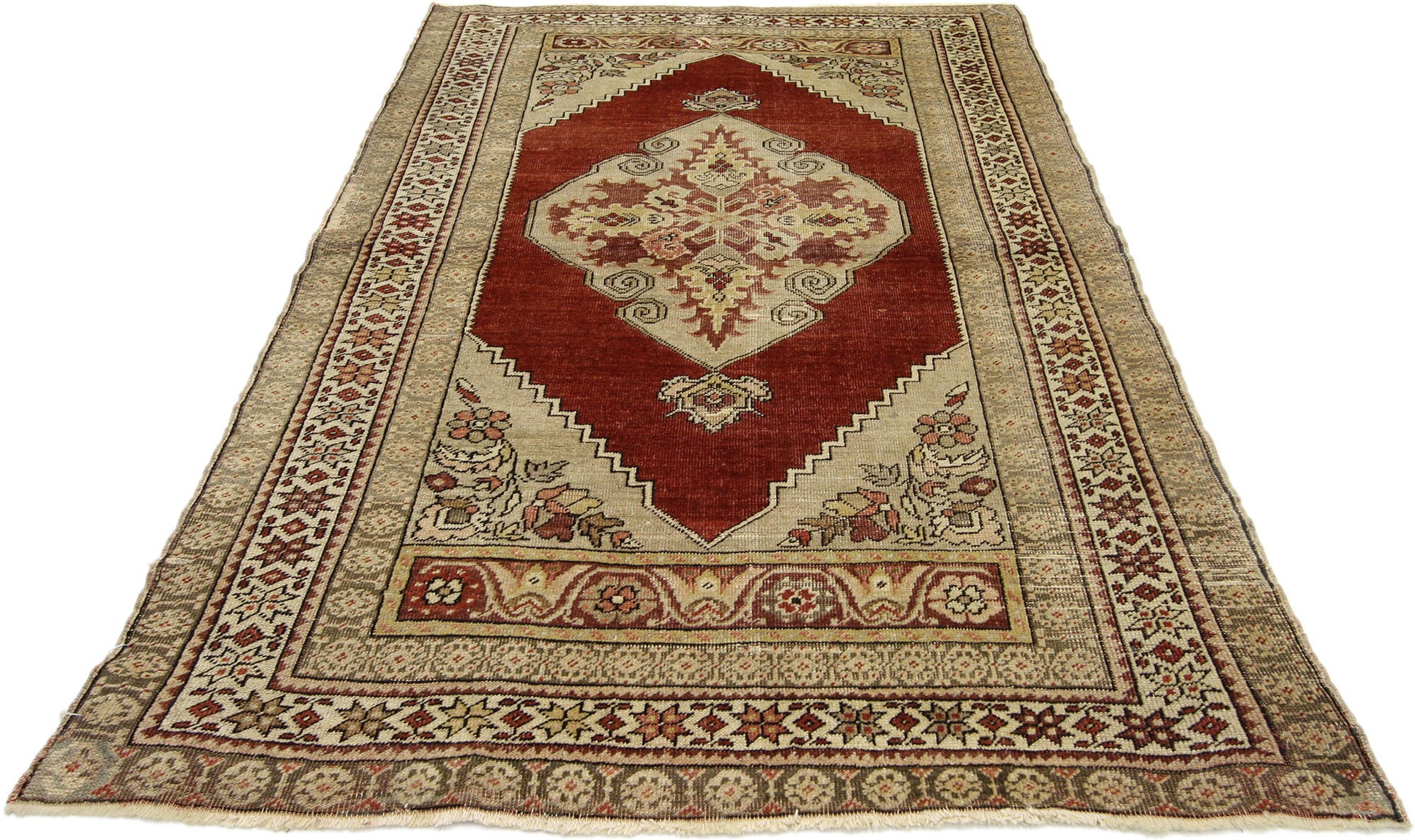 3 x 5 Vintage Turkish Oushak Rug 73649