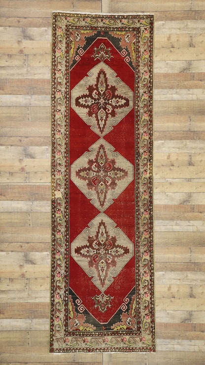4 x 12 Vintage Red Turkish Oushak Rug 73674