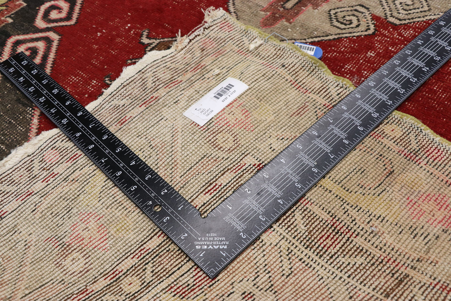 4 x 12 Vintage Red Turkish Oushak Rug 73674