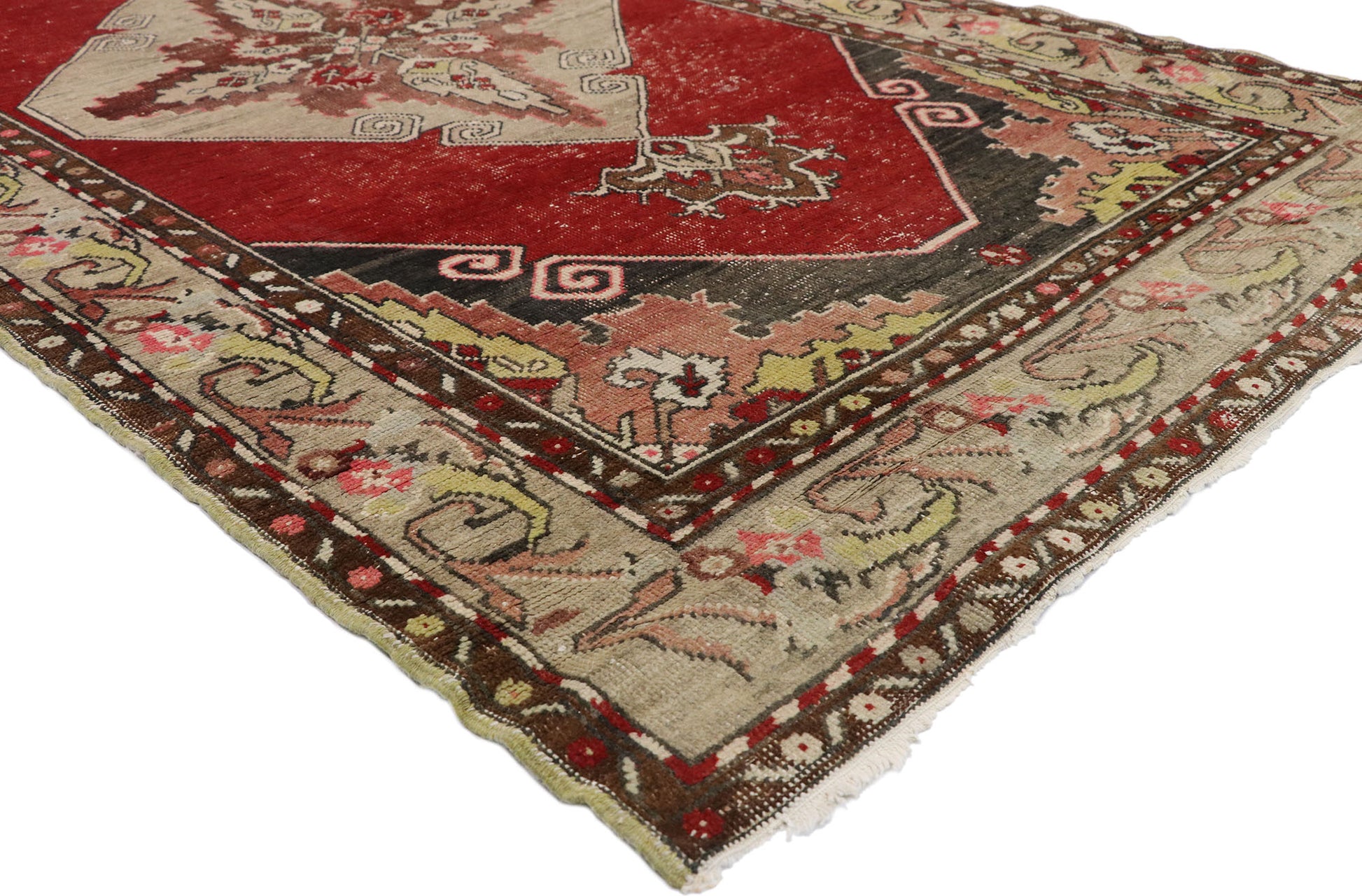 4 x 12 Vintage Red Turkish Oushak Rug 73674