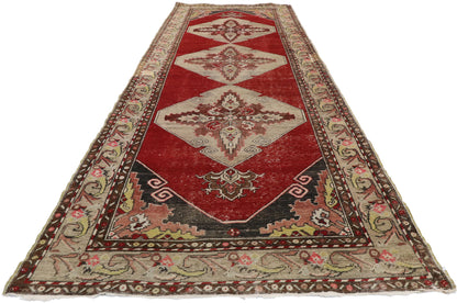 4 x 12 Vintage Red Turkish Oushak Rug 73674