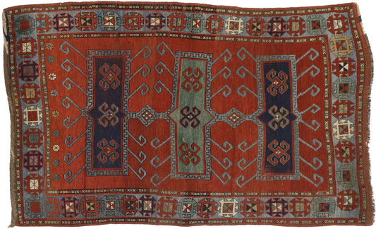 4 x 7 Antique Caucasian Kazak Rug 73706