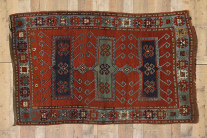 4 x 7 Antique Caucasian Kazak Rug 73706